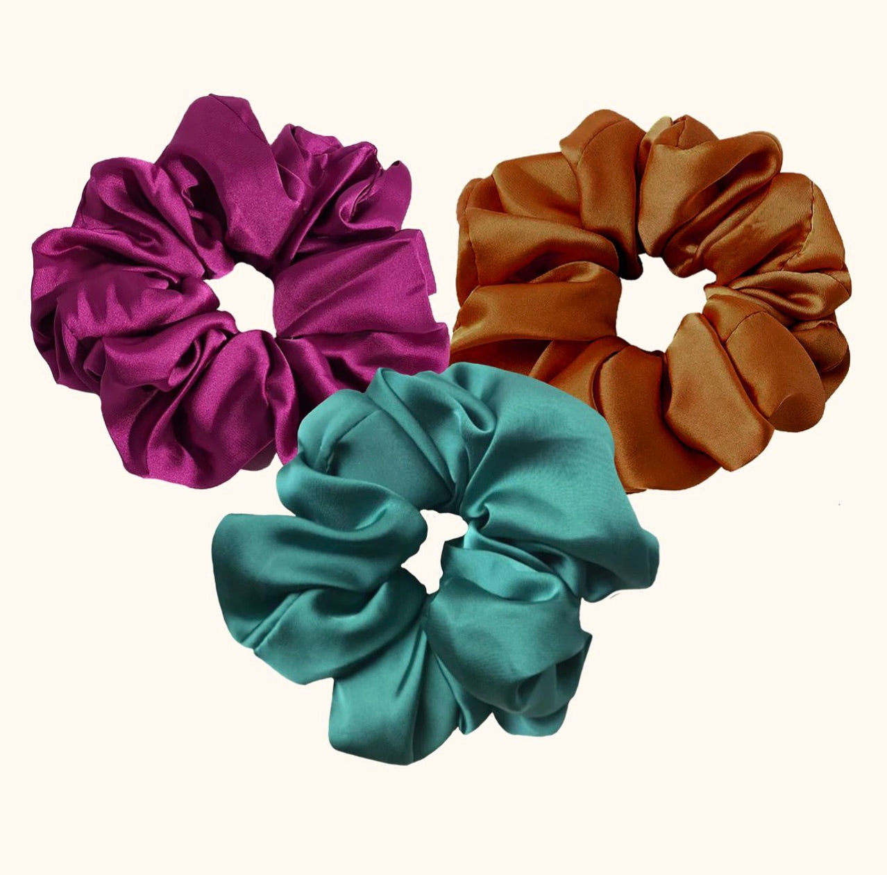 Large Ruffle Satin 'Frou-Frou' Scrunchie in Buttermilk