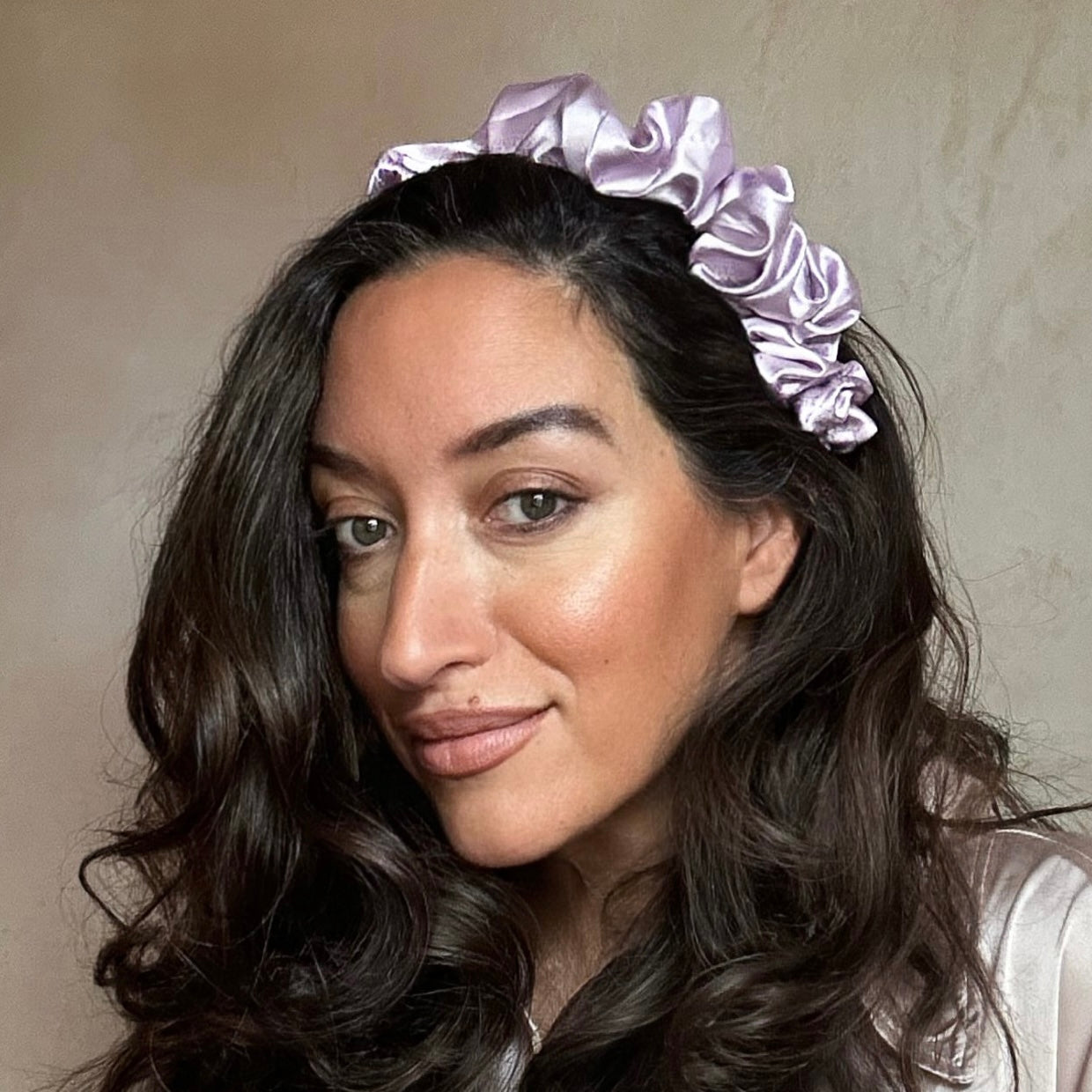 Ruffle Satin 'Frou-Frou' Headband in Lilac