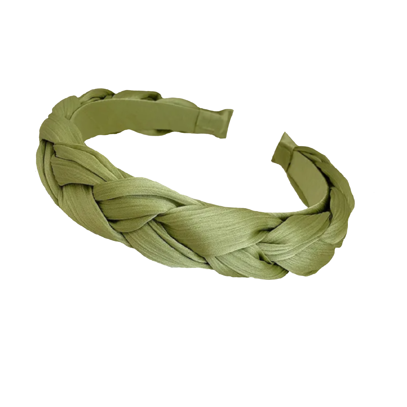 'Olivia' Crepe Braided Headband in Pistacchio