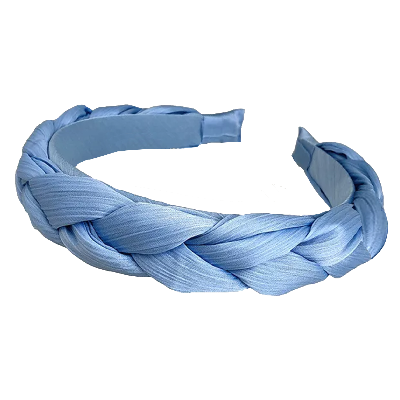 'Olivia' Crepe Braided Headband in Light Blue