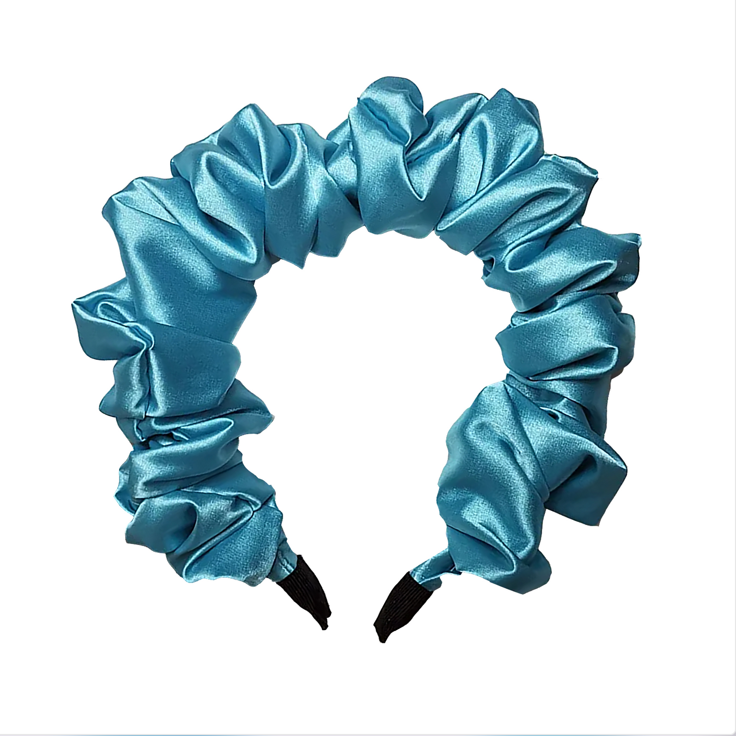 Ruffle Satin 'Frou-Frou' Headband in Cielo