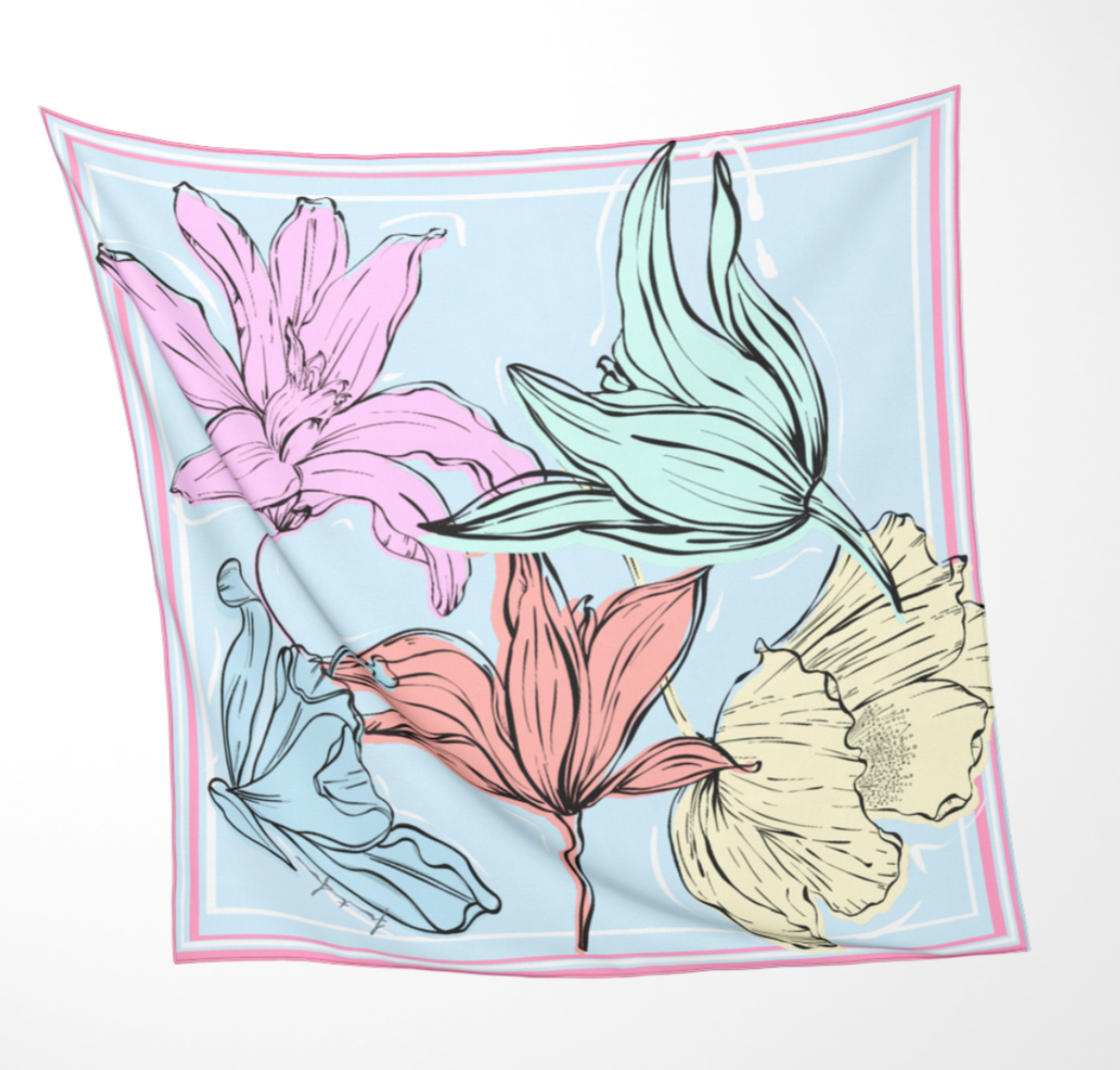 'Printemp Pastels' Silk Square Scarf