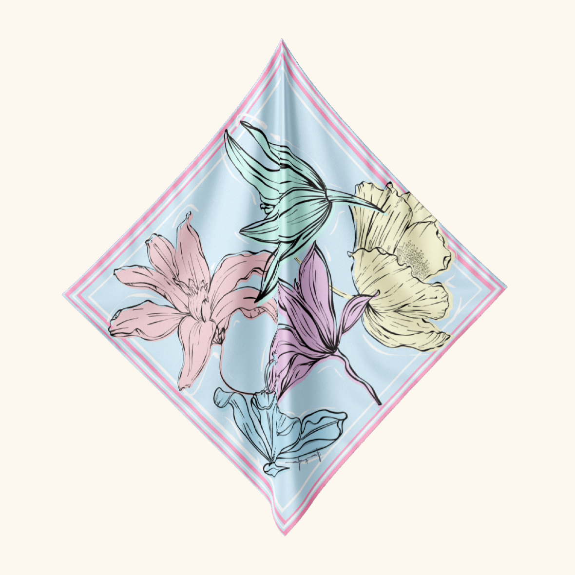 'Printemp Pastels' Silk Square Scarf