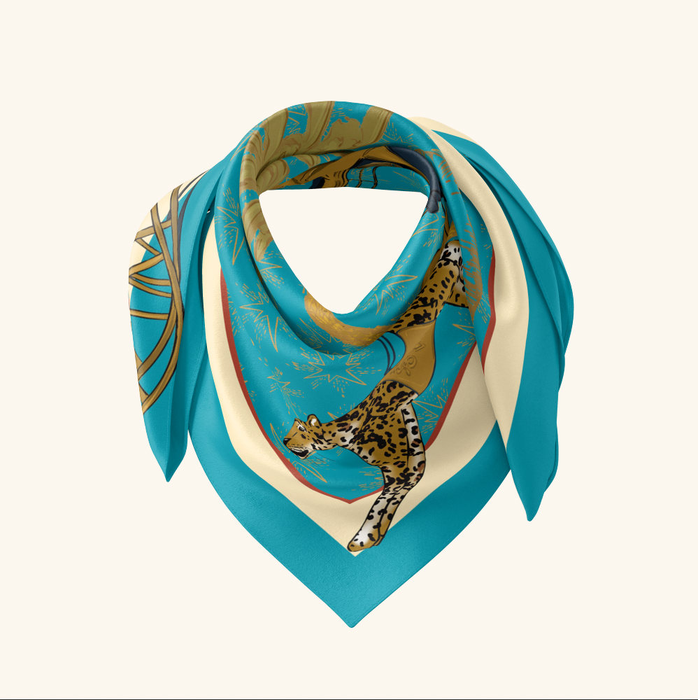 'Il Gattopardo a Notte' Silk Square Scarf - Limited Edition