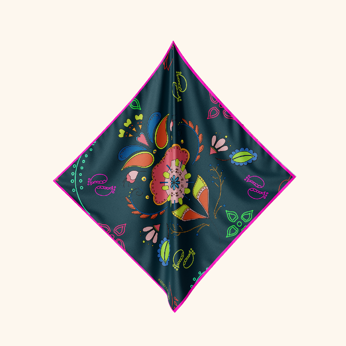 'Neon Batik' Silk Square Scarf