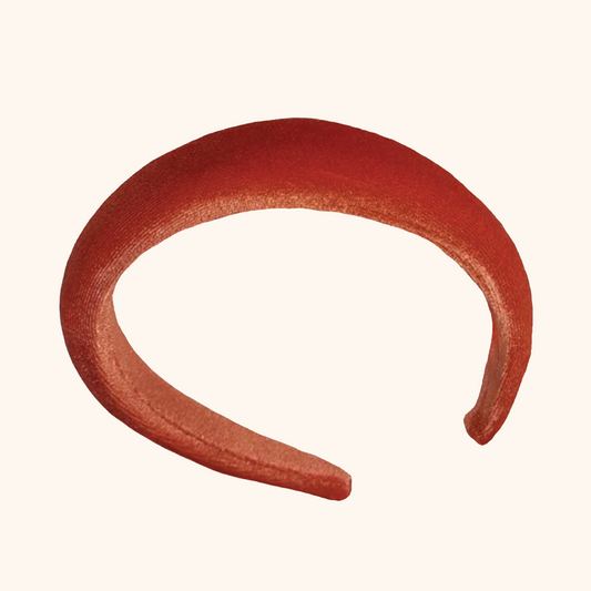 Plain Velvet Headband in Russet Orange