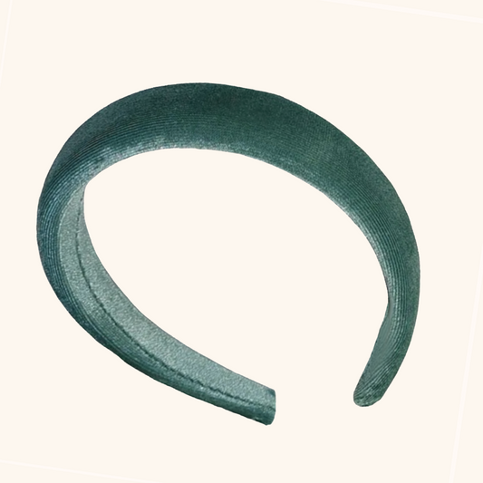 plain padded velvet headband in green