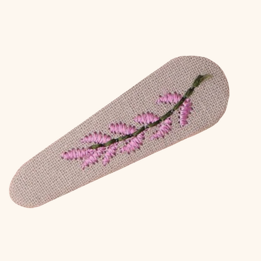 Flower embroidered hair clip