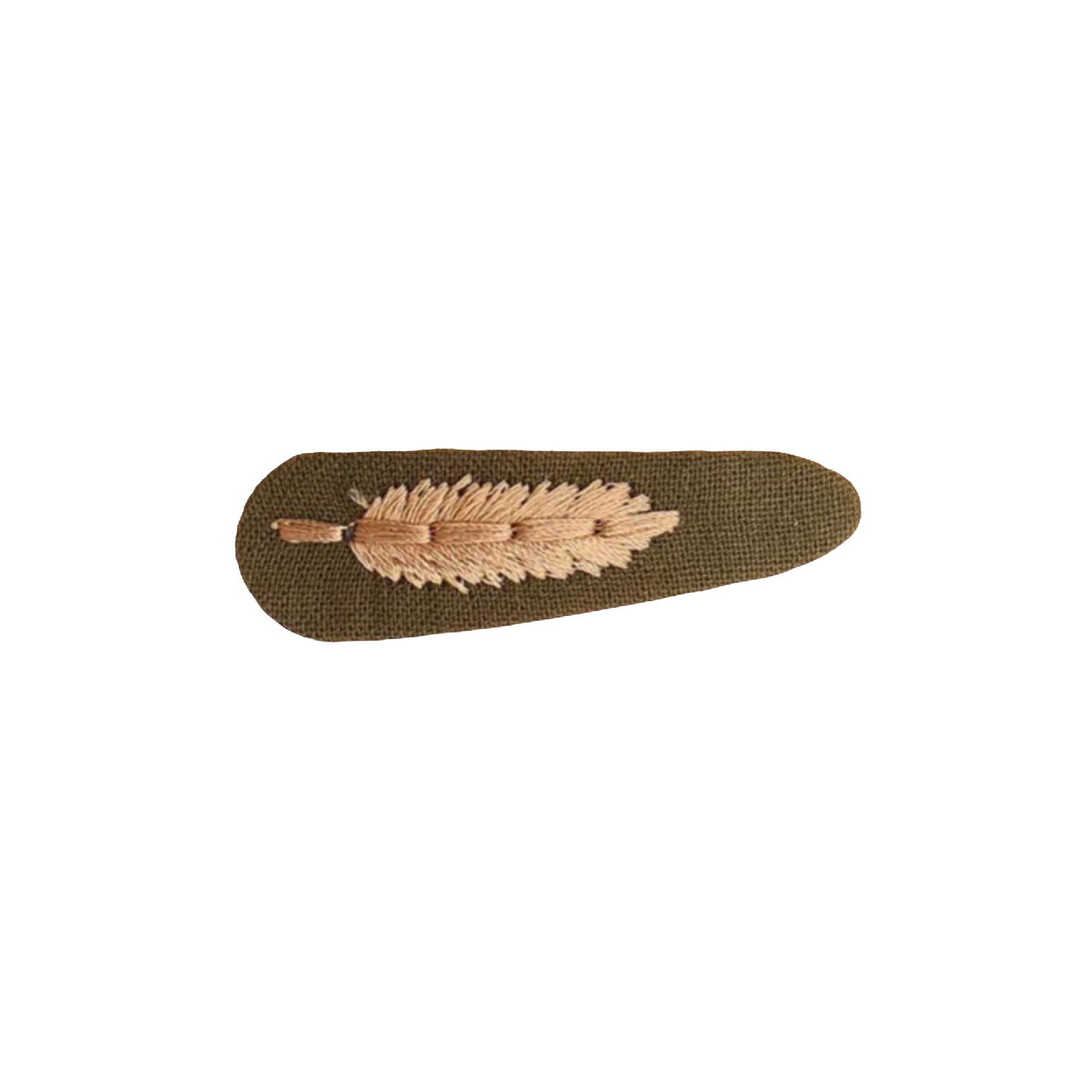 'Embroidered Flower' Hair Clip in Olive