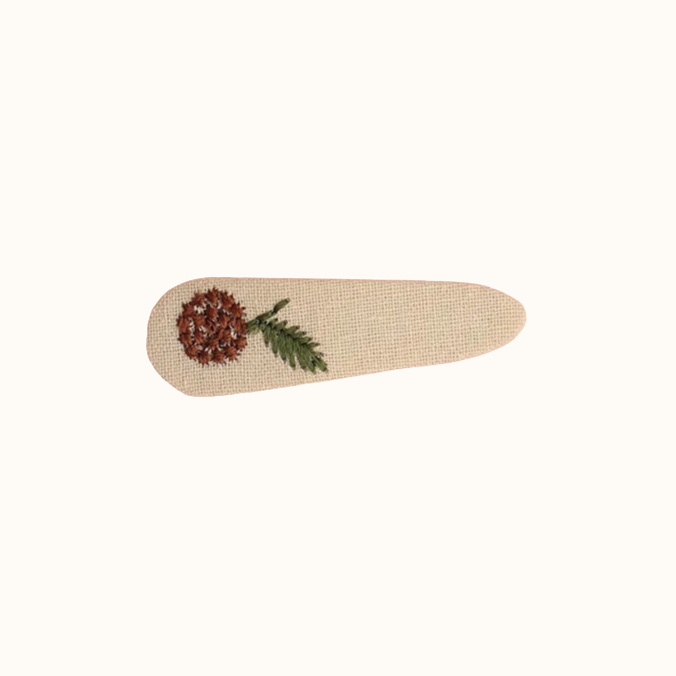 'Embroidered Flower' Hair Clip in Orange and Cream