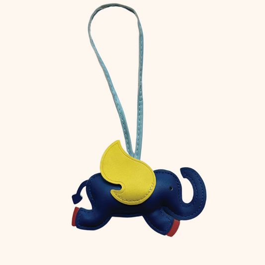 'Elefante Volante' Key Chain/ Bag Charm in Blue and Yellow