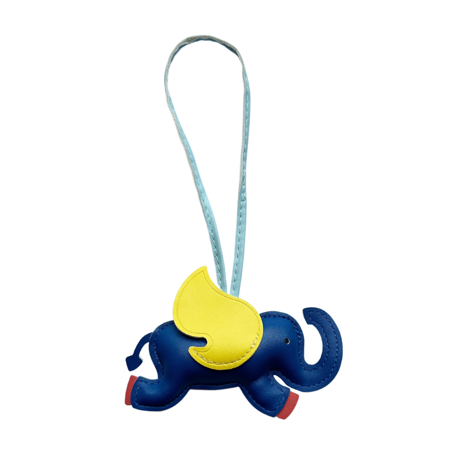 'Elefante Volante' Key Chain/ Bag Charm in Blue and Yellow
