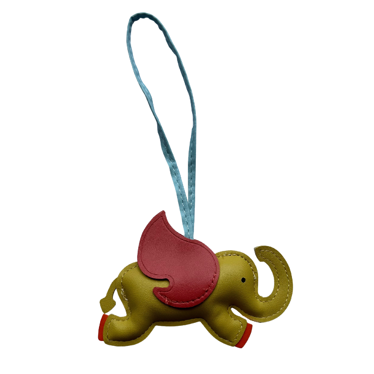 'Elefante Volante' Key Chain/ Bag Charm in Mustard and Red