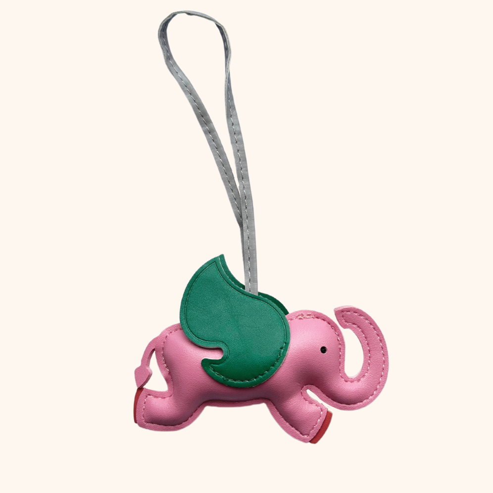 'Elefante Volante' Key Chain/ Bag Charm in Pink and Green