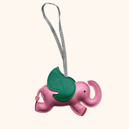 'Elefante Volante' Key Chain/ Bag Charm in Pink and Green