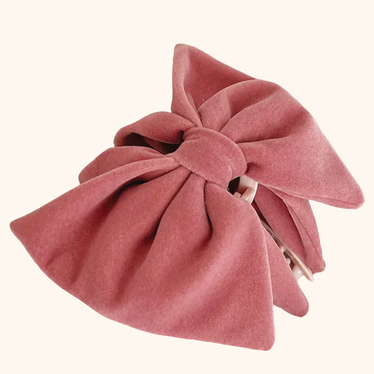 Oversized Pink Bow Claw Clip in Velvet