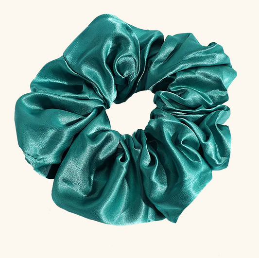 Frou-Frou Satin Scrunchie in Teal 