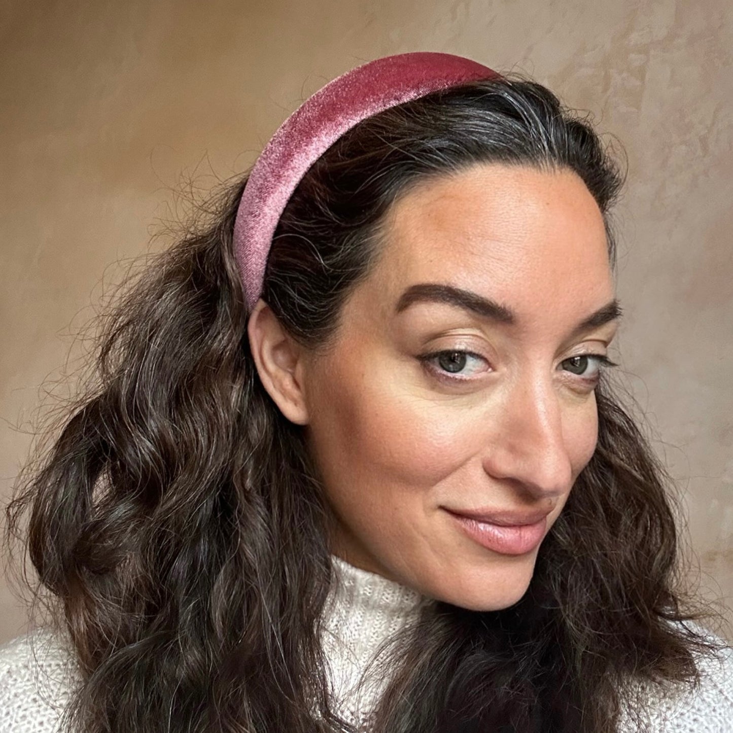 'Audrey' Velvet Headband in Mauve Pink