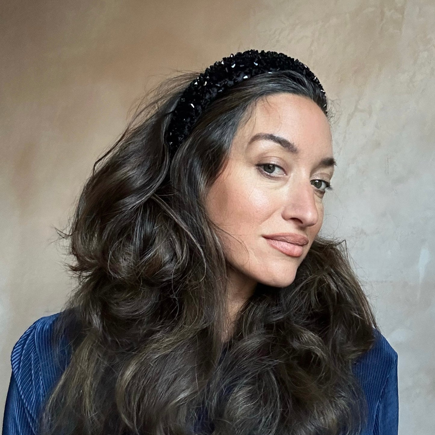 'Natasha' Black Crystal Headband