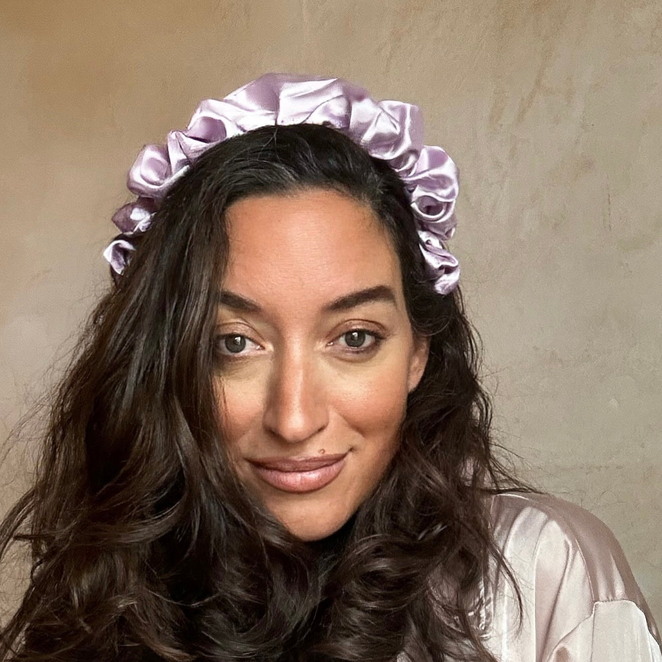 Ruffle Satin 'Frou-Frou' Headband in Lilac