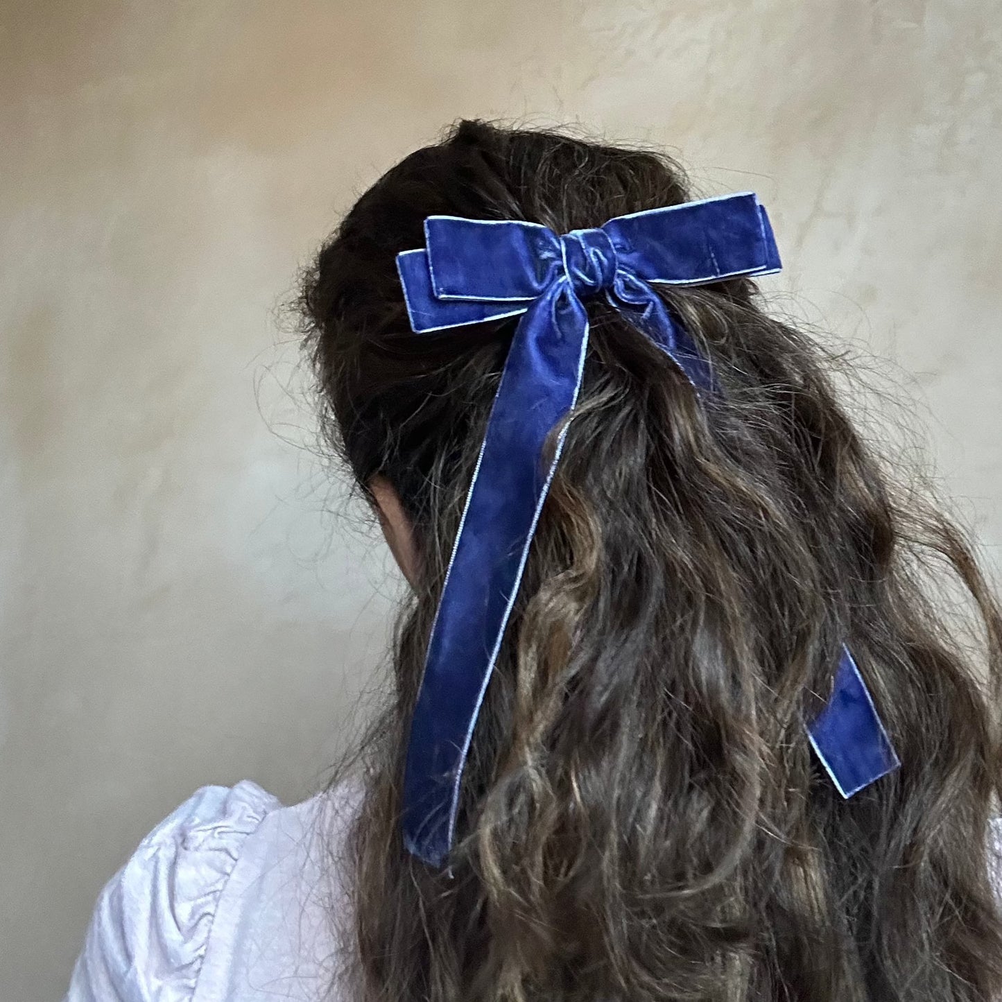 'Margot' Velvet Hair Bow in Navy Blue