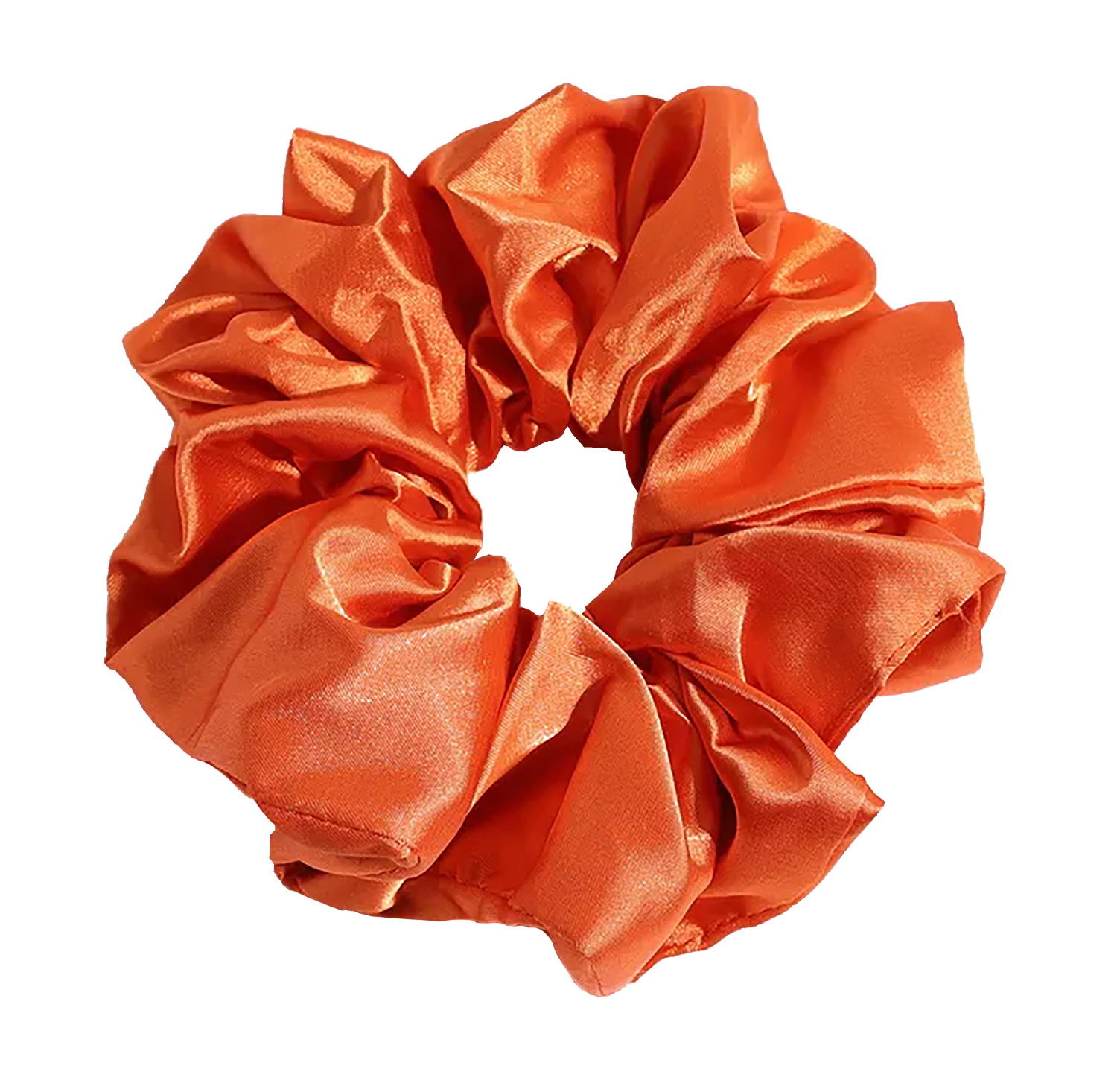 Large Ruffle Satin 'Frou-Frou' Scrunchie in Clementine