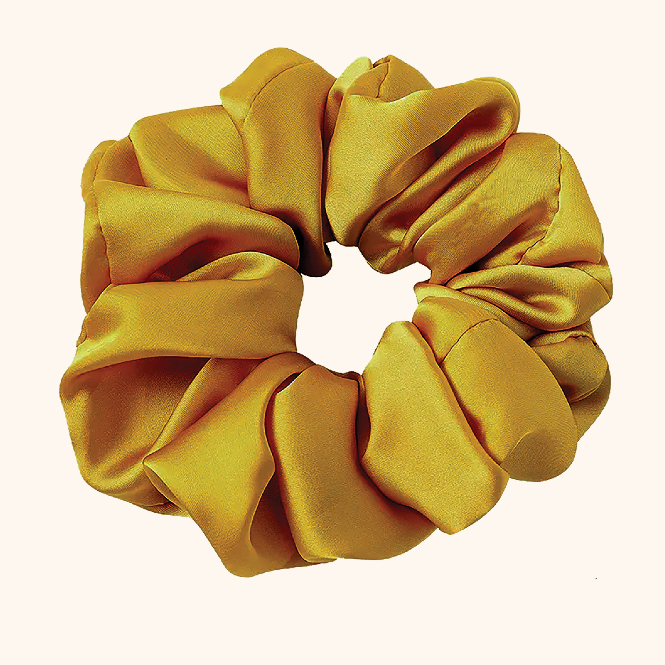 Ruffle Satin 'Frou-Frou' Scrunchie in Ochre