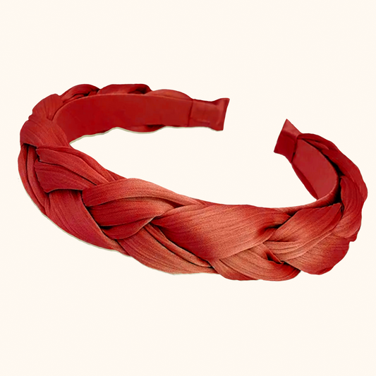 'Olivia' Crepe Braided Headband in Terracotta