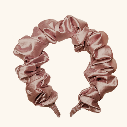 Ruffle Satin 'Frou-Frou' Headband in Caramel