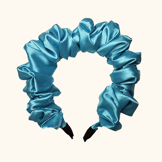 Ruffle Satin 'Frou-Frou' Headband in Cielo