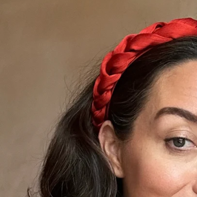 'Olivia' Crepe Braided Headband in Terracotta