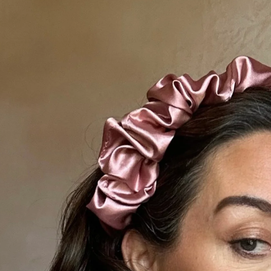 Ruffle Satin 'Frou-Frou' Headband in Caramel