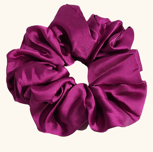 Large Ruffle Satin 'Frou-Frou' Scrunchie in Purple