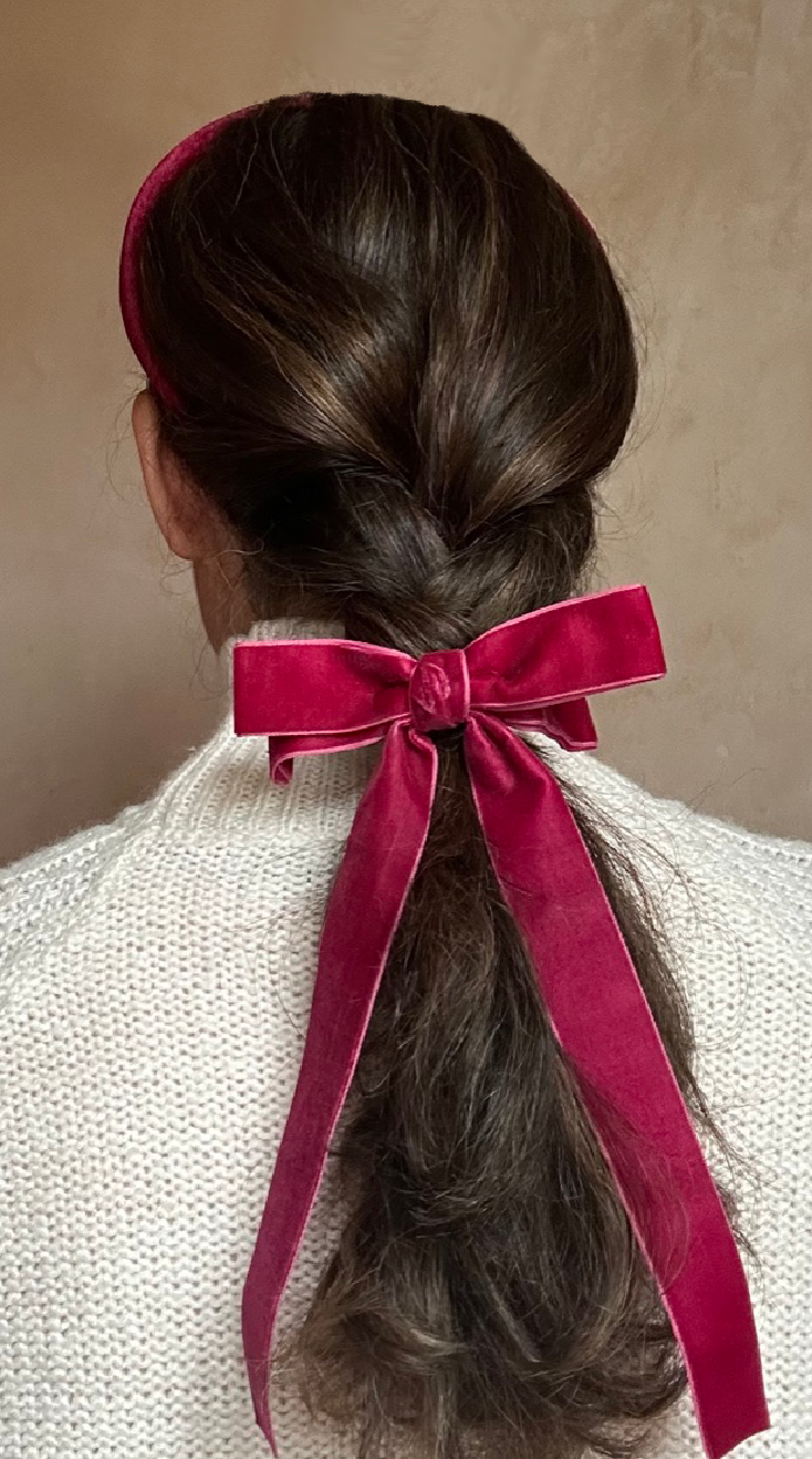 'Margot' Velvet Hair Bow in Bordeaux