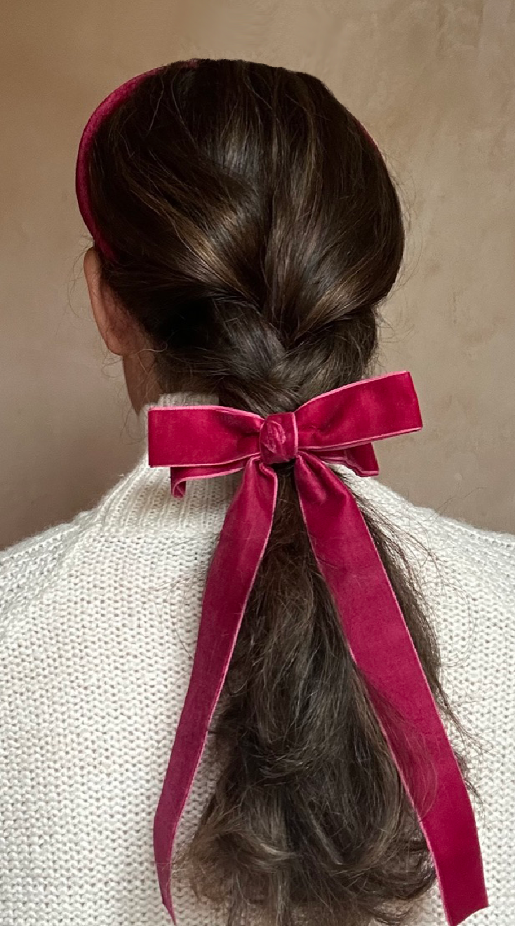 'Margot' Velvet Hair Bow in Navy Blue