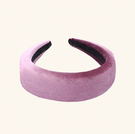 Padded Velvet 'Florentine' Headband in Lilac