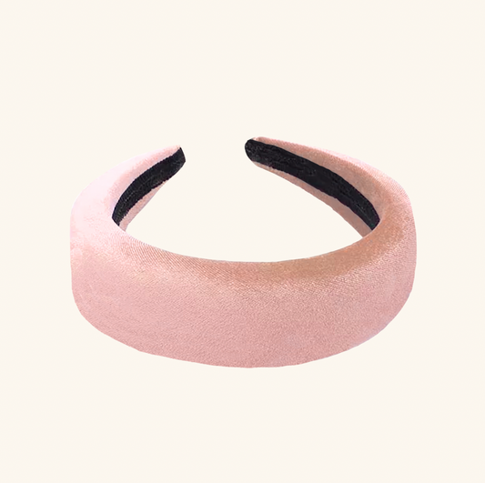 Padded Velvet 'Florentine' Headband in Petal Pink