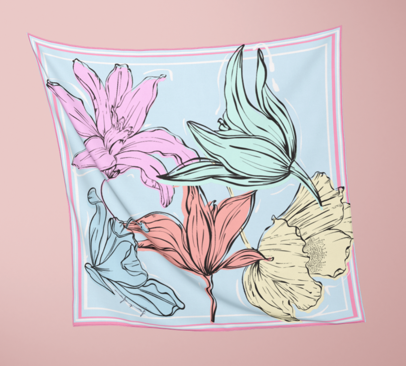 Fortune's Favour 'Printemp Pastels' Floral Silk Square Scarf