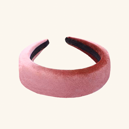 Padded Velvet 'Florentine' Headband in Rose Pink