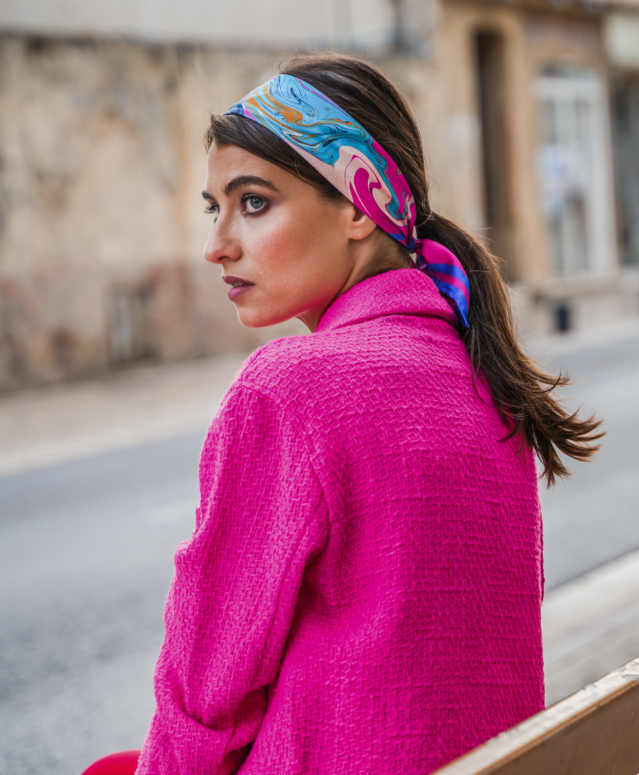 'Marmo' Silk Square Scarf