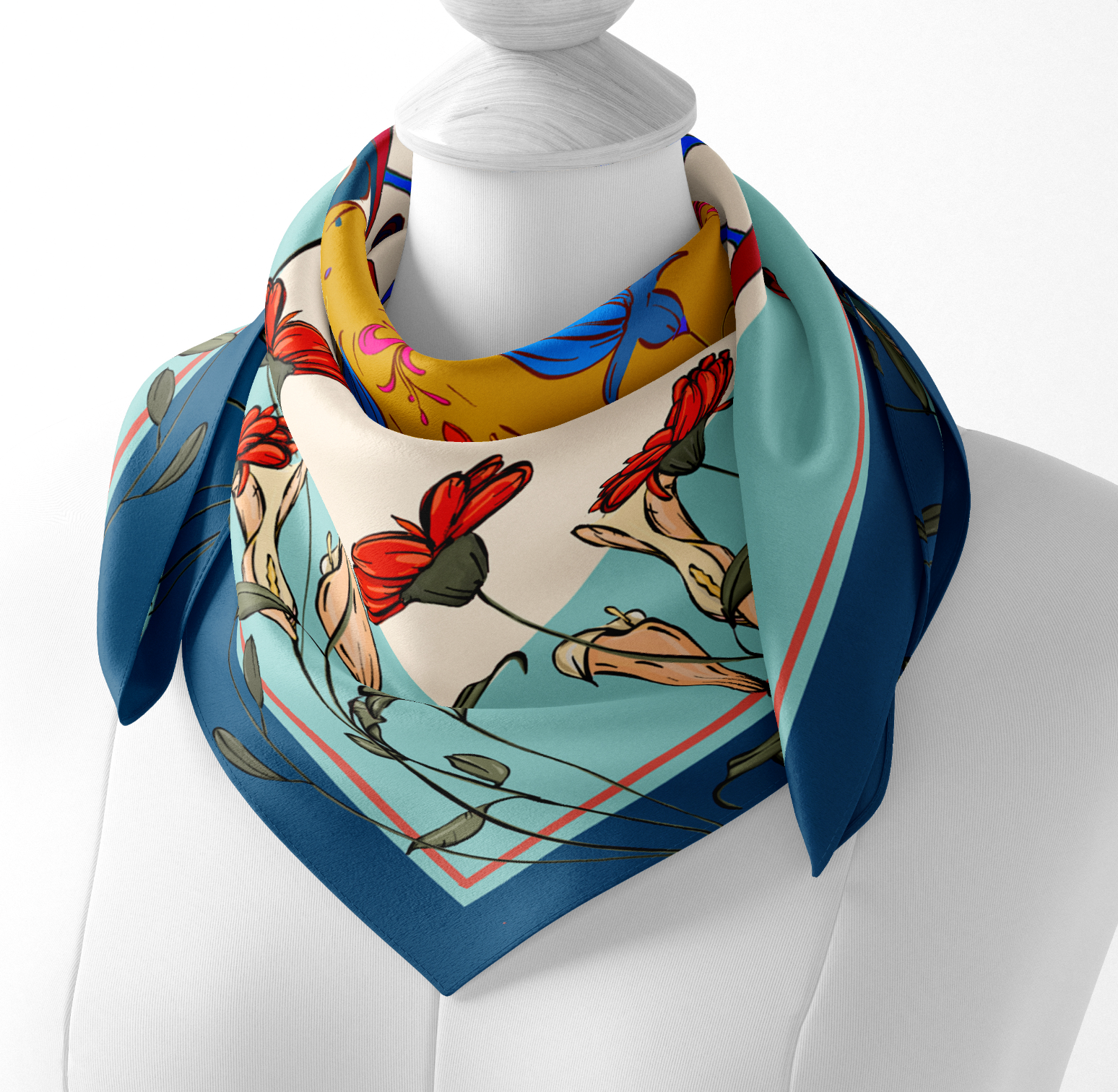 100% pure silk square scarf