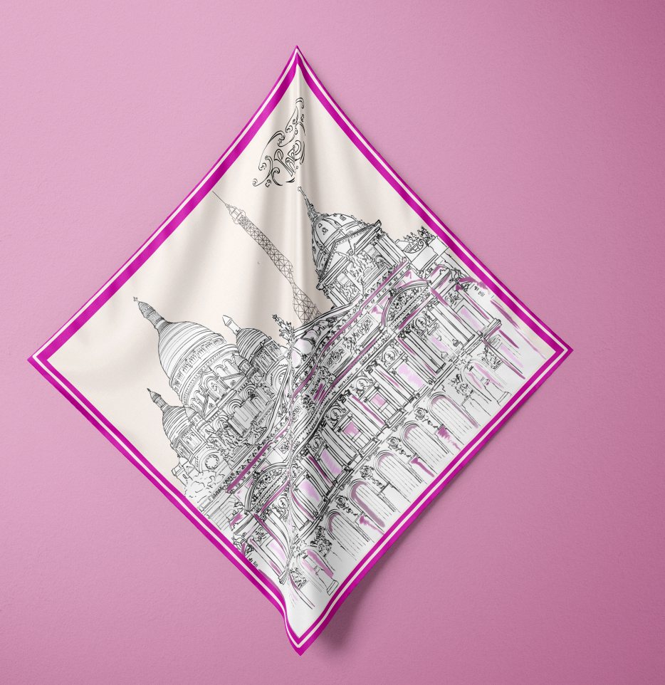 Parisian Print Silk Scarf by Fortune's Favour