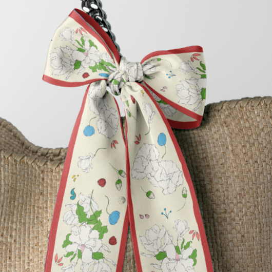 Floral Print Twilly Bow on Bag Handle