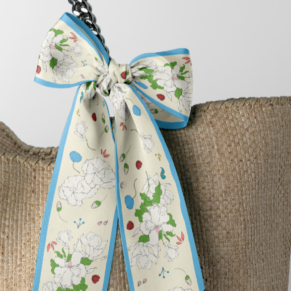 Floral Print Twilly Bow on Bag Handle