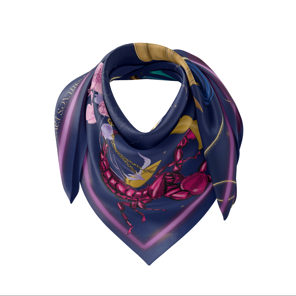 Louis Quatorze Paris Floral Silk Neckscarf